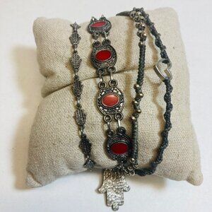 Hamsa Bracelet Lot Unbranded Unmarked Gray Metal Wrap Bracelet Heart as is